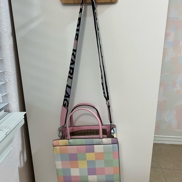 Karl Lagerfeld Pastel Checkered Satchel - Picture 2 of 4
